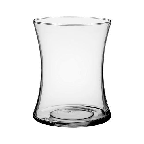 Clear glass vase on a white background